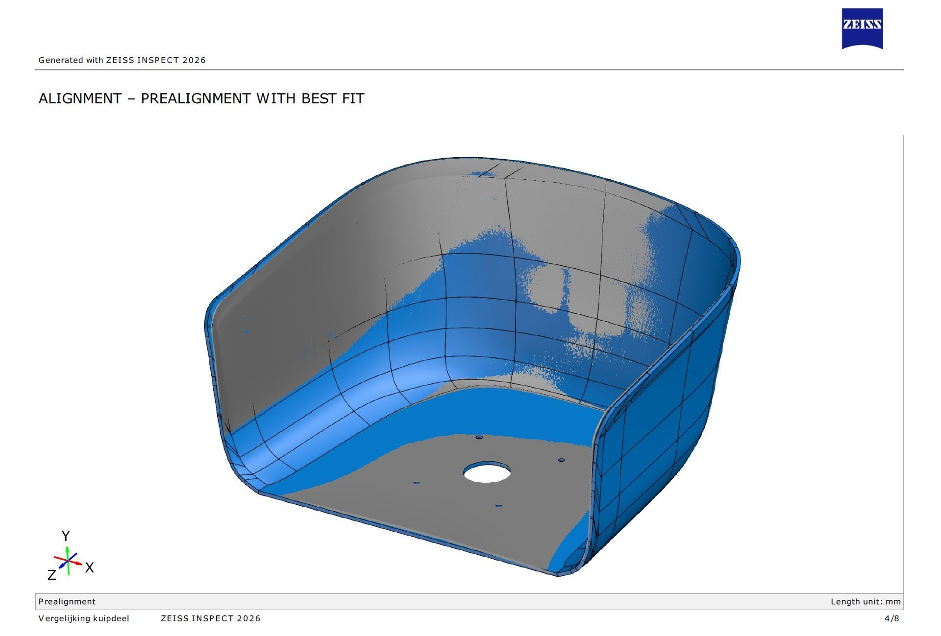 Uitlijning 3D scan met CAD model kunststof onderdeel
