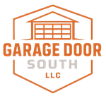 Garage Door South LLC logo with orange garage and hexagon outline, gray “SOUTH” text