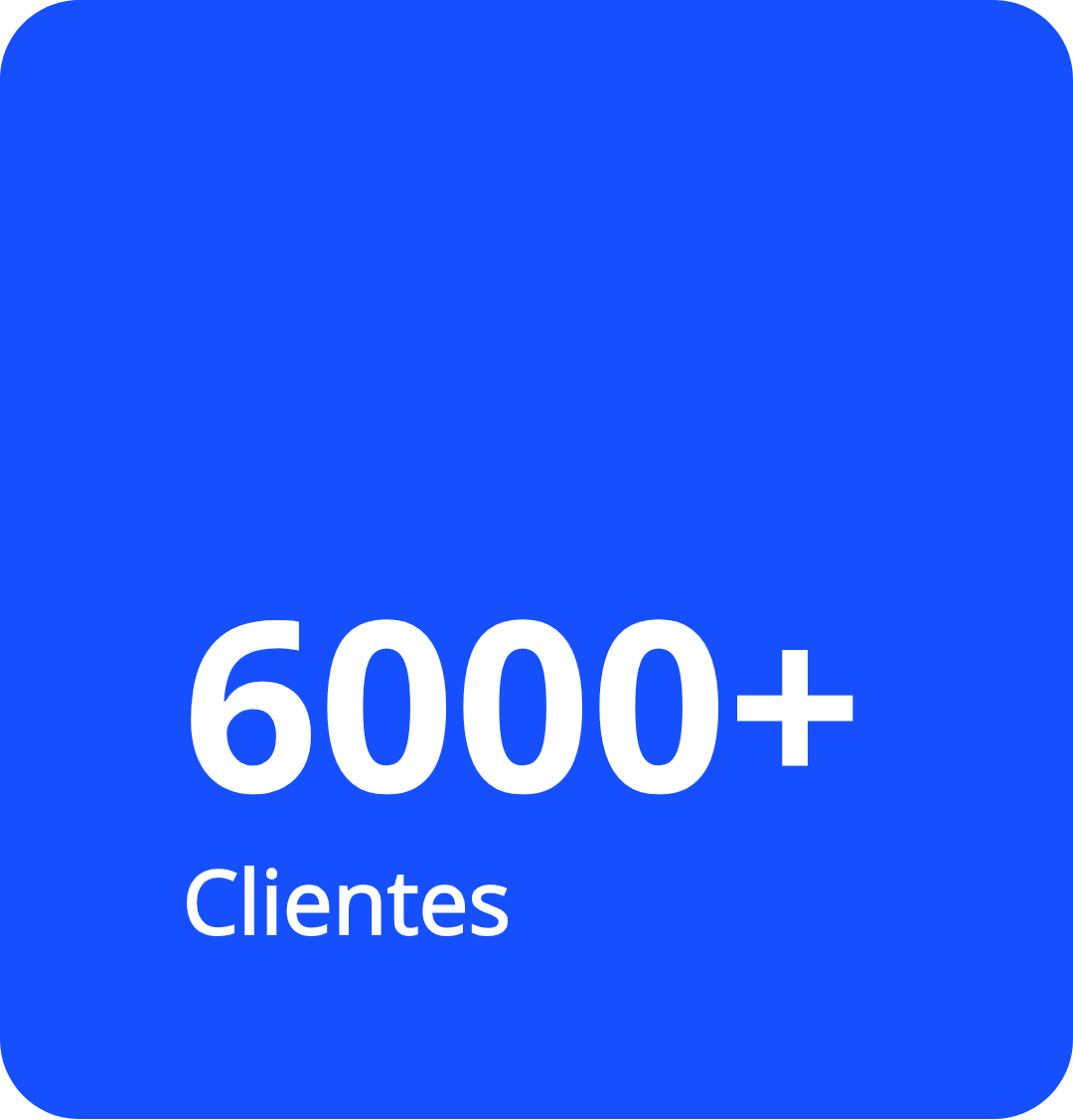 Um quadrado azul com as palavras 6000+ clientes nele