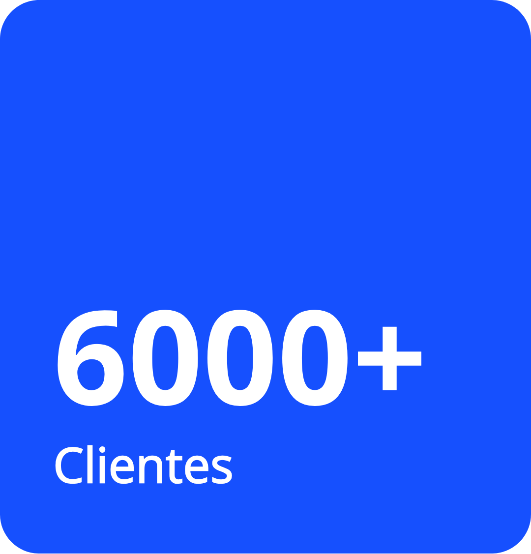 Um quadrado azul com as palavras 6000+ clientes nele