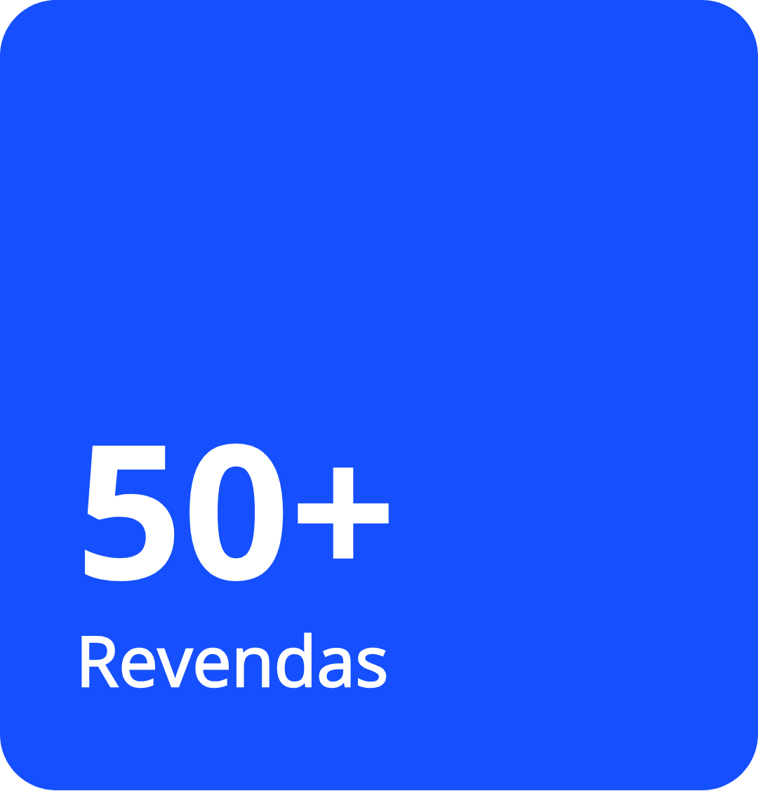 Um quadrado azul com as palavras 50+ revendas nele