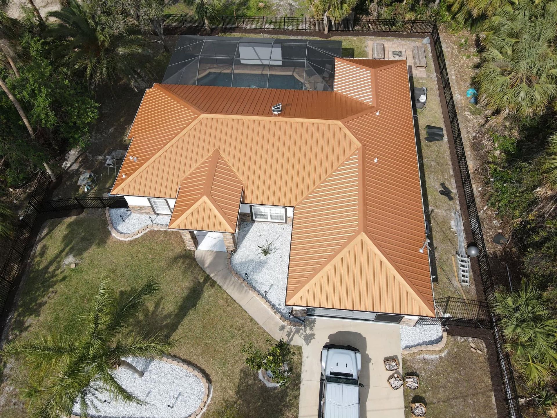 Completed metal roof on a home in Auburndale, Florida