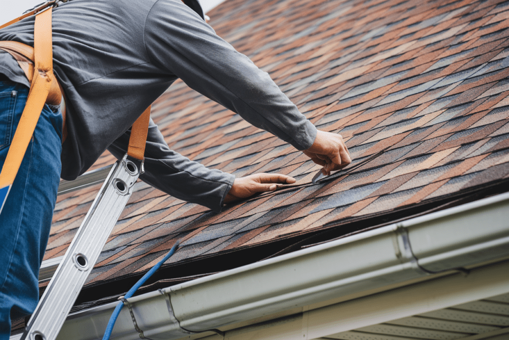 Roofing contractor performing roof maintenance on an Auburndale, Florida home