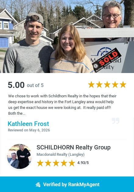 5-star real estate review with smiling agents and a “SOLD” sign from RankyAgent