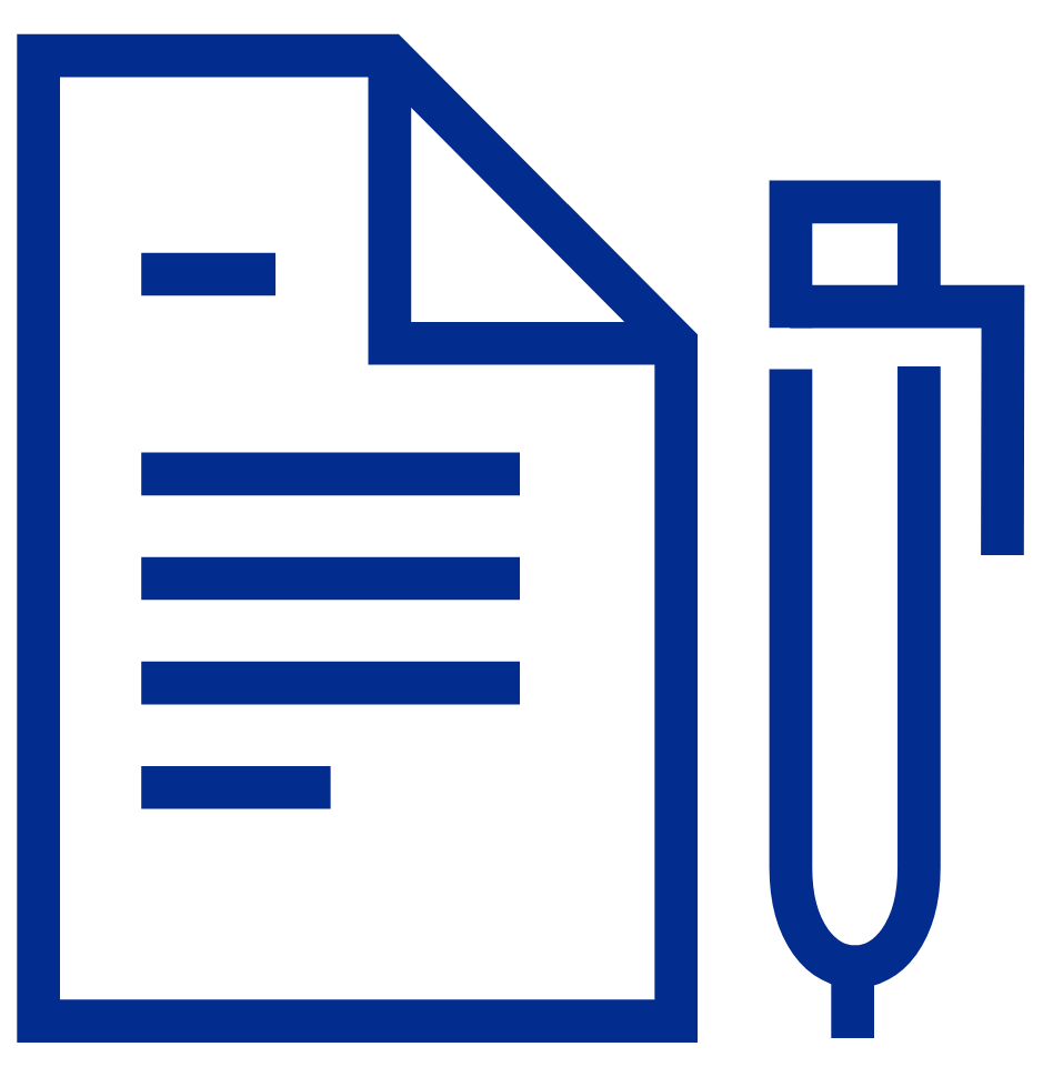 Blue document and USB flash drive icon on a white background