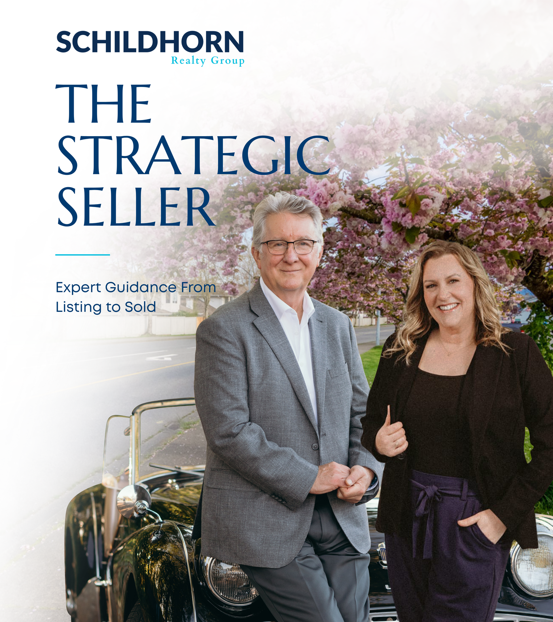 Two people standing by a car on a magazine cover titled “The Strategic Seller”