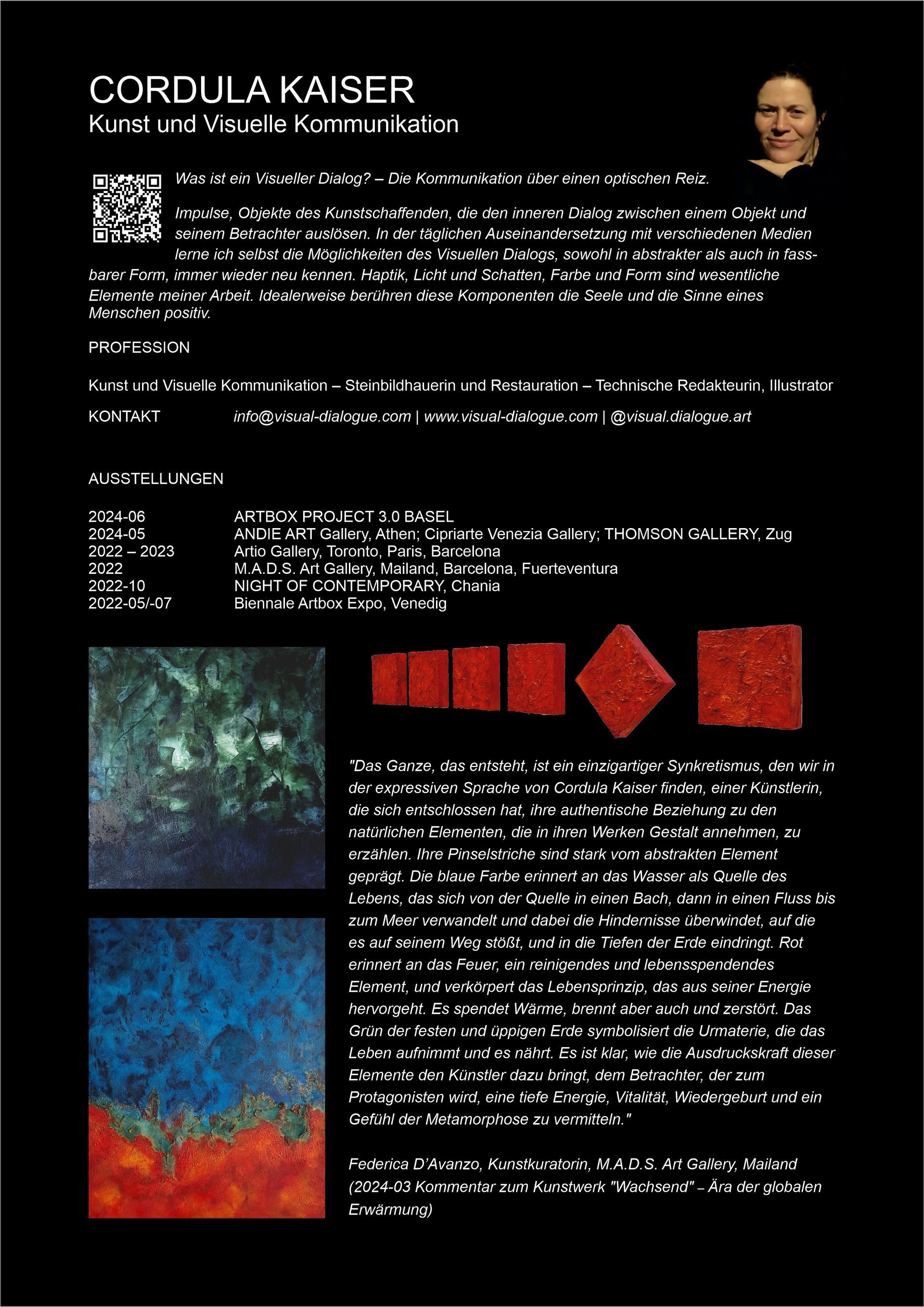 Cordula Kaiser: VISUAL DIALOGUE | ° Artist and Statement 2024-06 Cordula Kaiser: VISUAL DIALOGUE | ° Artist and Statement 2024-06