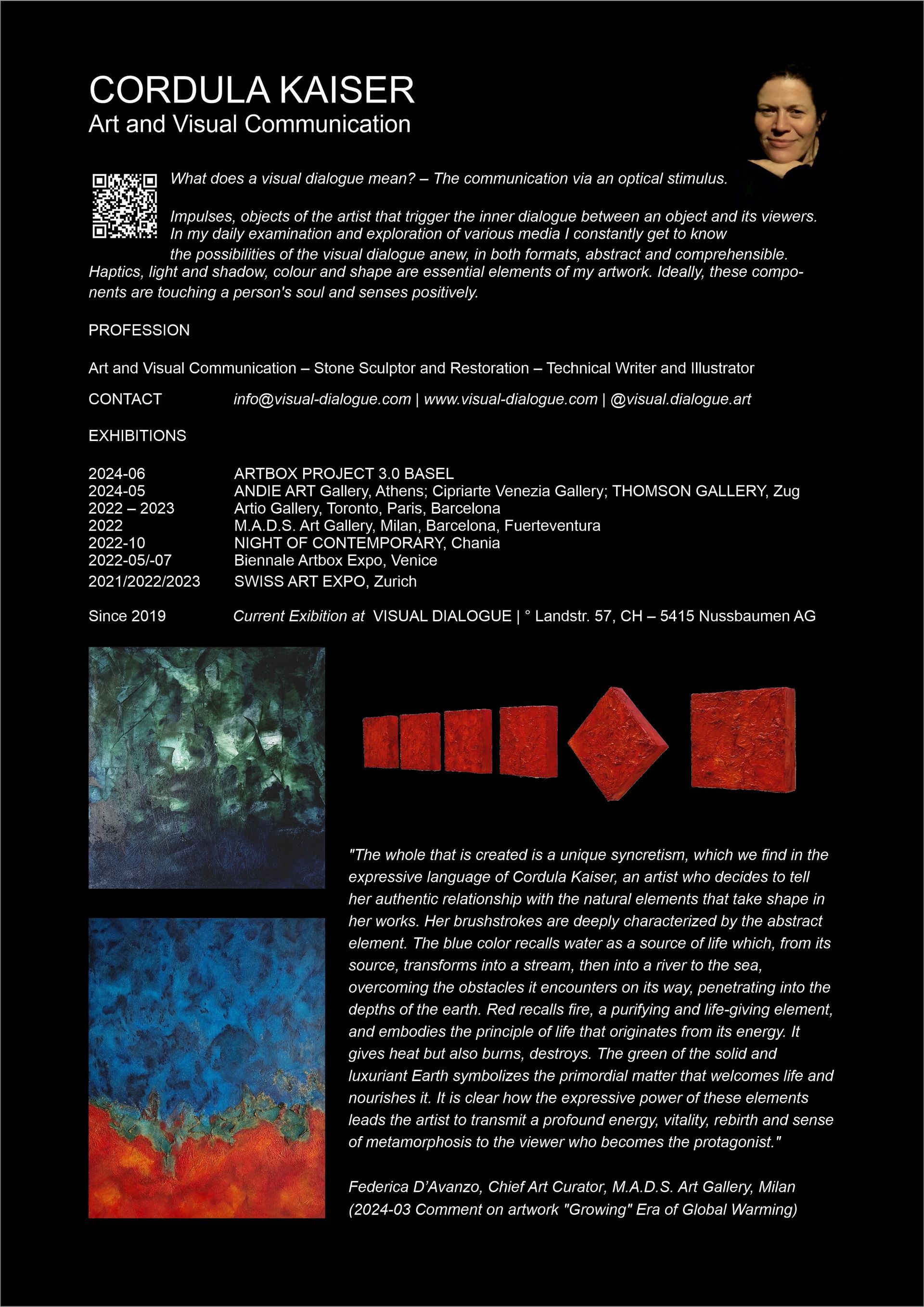 Cordula Kaiser: VISUAL DIALOGUE | ° Artist and Statement 2024-06