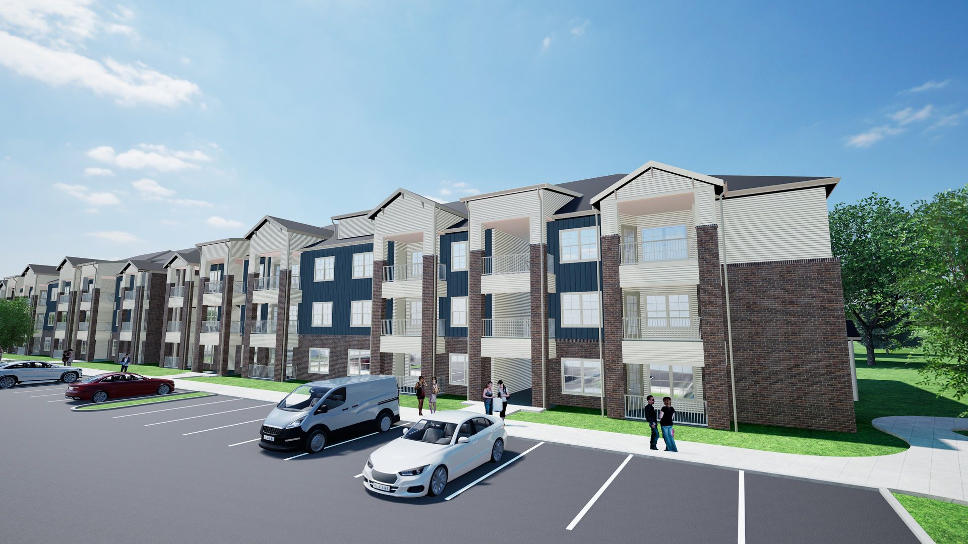 Exterior view of Mill Creek, showcasing new apartments in Lexington KY