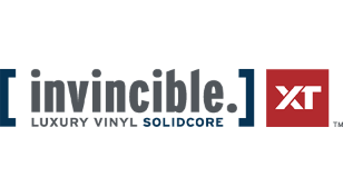 Invincible. XT logo in gray and red with “Luxury Vinyl | SolidCore” tagline