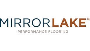 MirrorLake Performance Flooring logo in navy and copper text on a white background