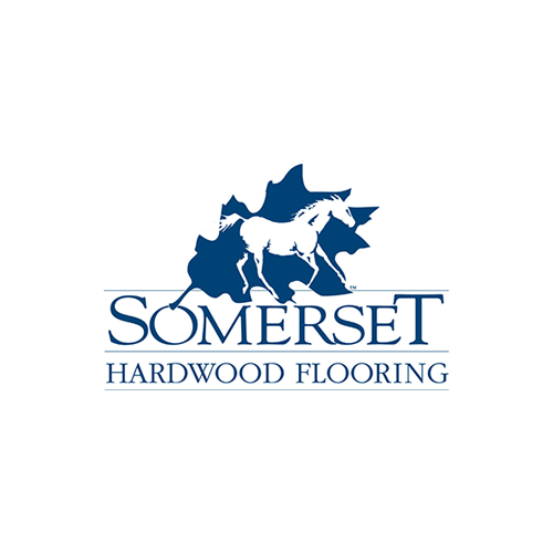 Somerset Hardwood Flooring logo with blue horse and trees above the company name