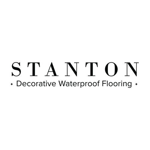 Stanton logo with “Decorative Waterproof Flooring” in black text on a white background
