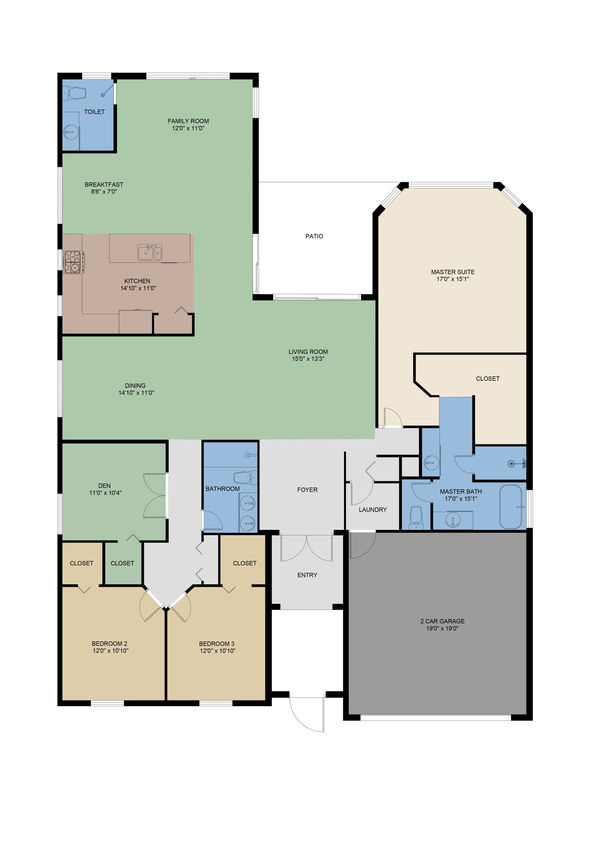 A floor plan of a house with a lot of rooms