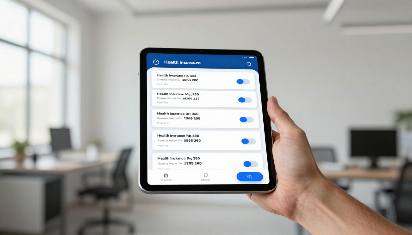 Comparativo de planos de saúde em tablet digital