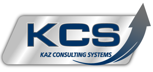 KCS logo on silver with upward arrow: dark blue 