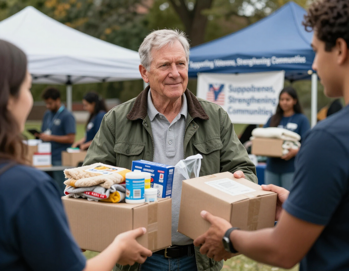 Veteran receiving support from the mission