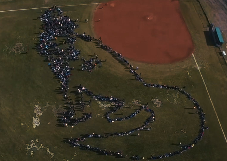 Drone photo of the world record attempt for