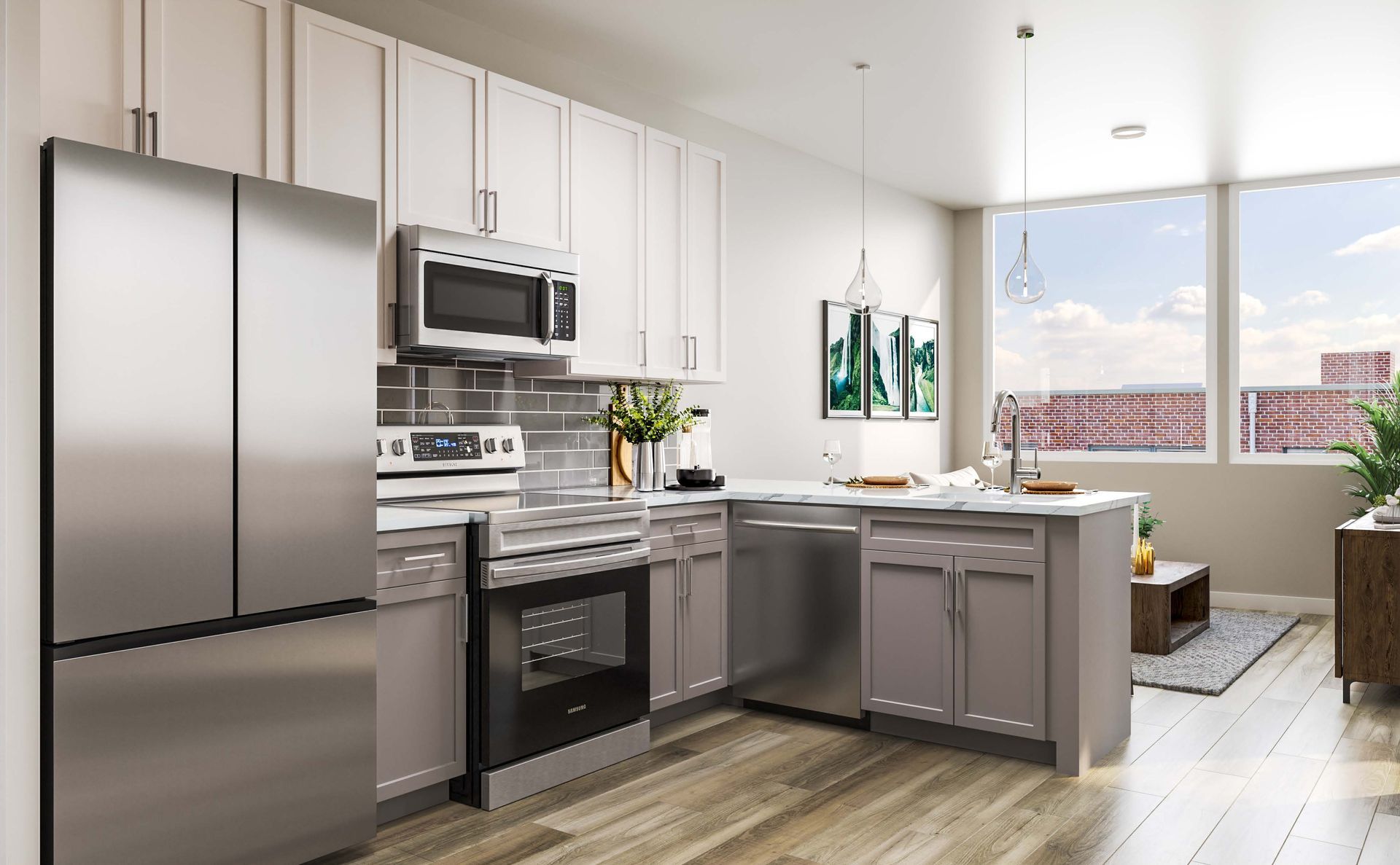 Interior images of The Dally apartment building in Northern Liberties, Philadelphia.