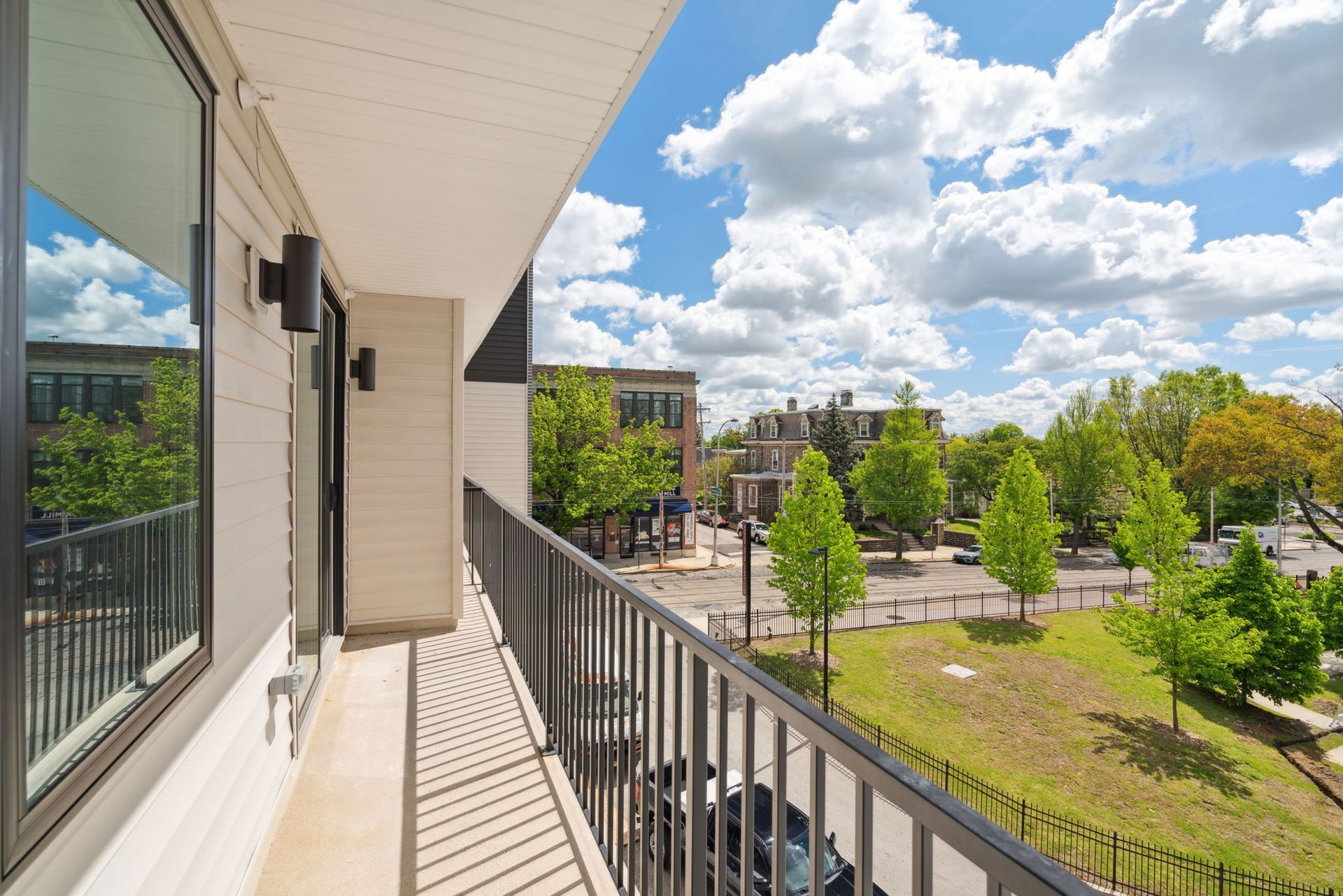 View from balcony of Sparrow House apartments in Mount Airy. Philadelphia.