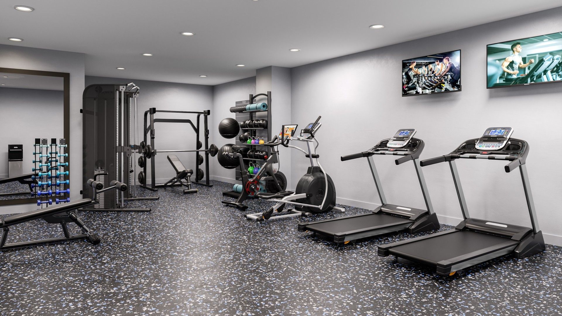 The gym at The Dally apartment complex in Northern Liberties, Philadephia.
