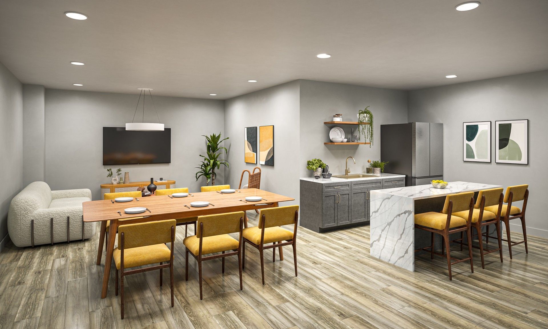 The community room at The Dally apartment complex in Northern Liberties, Philadelphia.