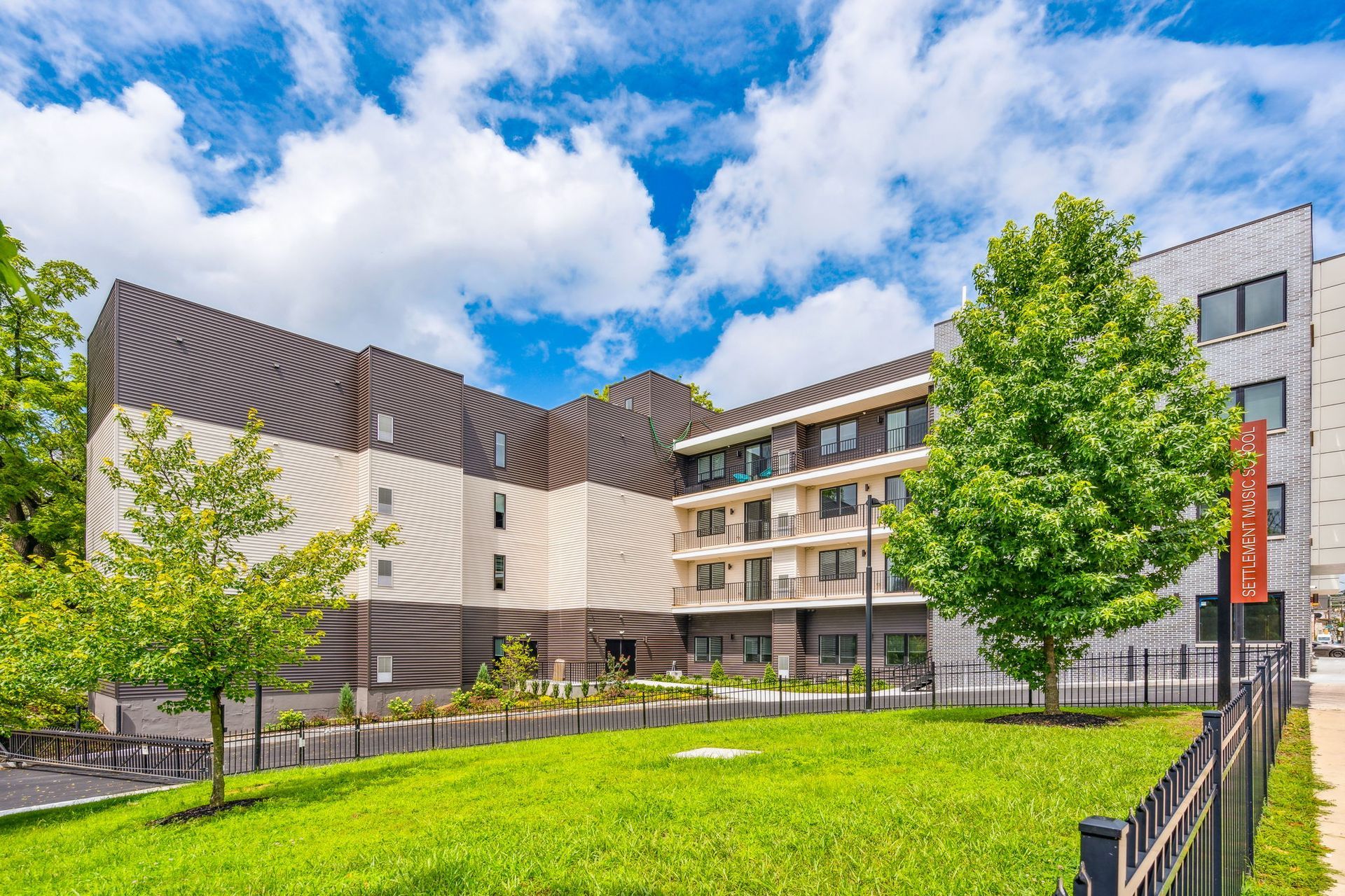 Exterior of Sparrow House apartments in Mount Airy, Philadelphia.