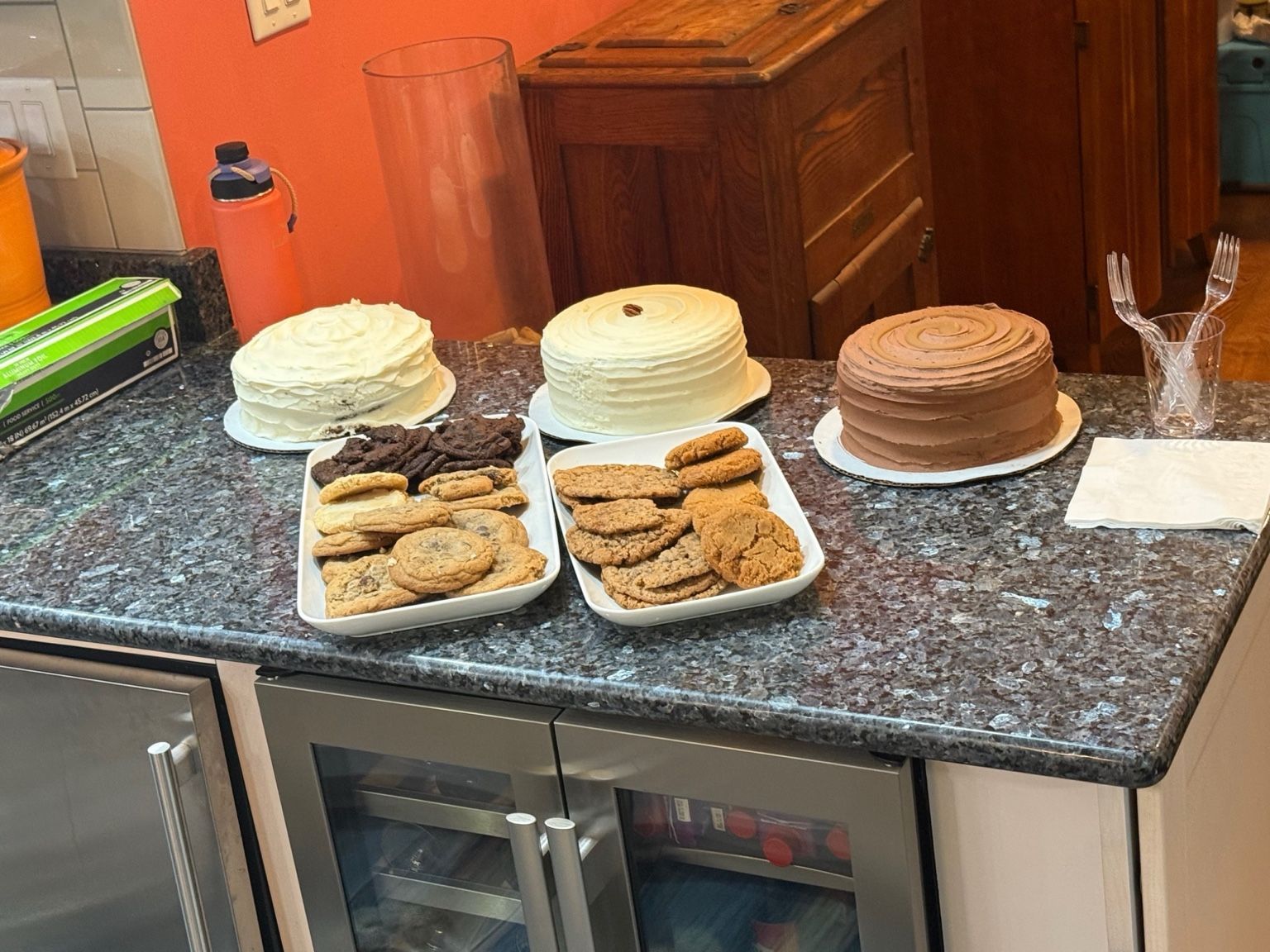 Cakes, cookies, and desserts ready to share