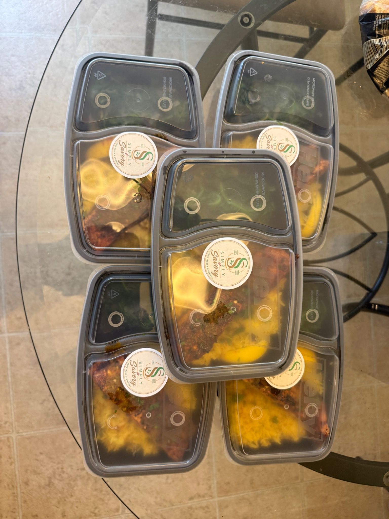 Prepared meals packed in individual containers