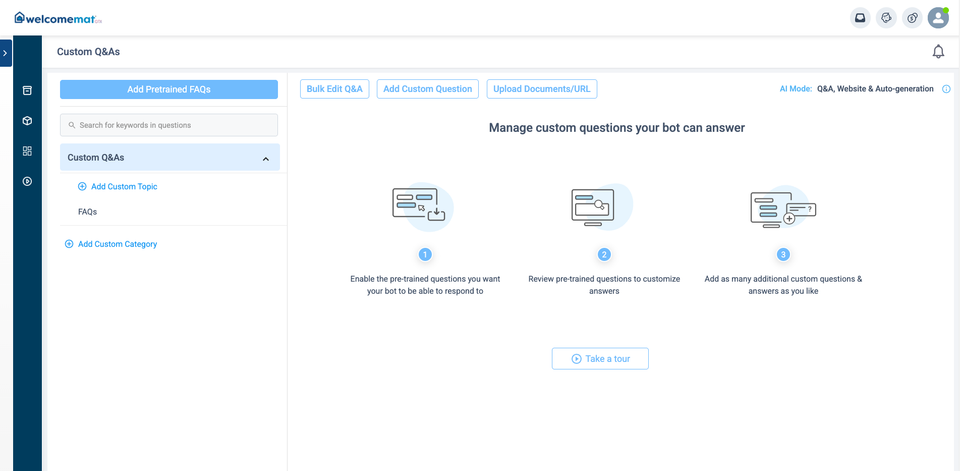 Dashboard with options to view a list, create, and search information.