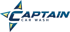 Logo for Pony Express Carwash: a horse in blue with the words 