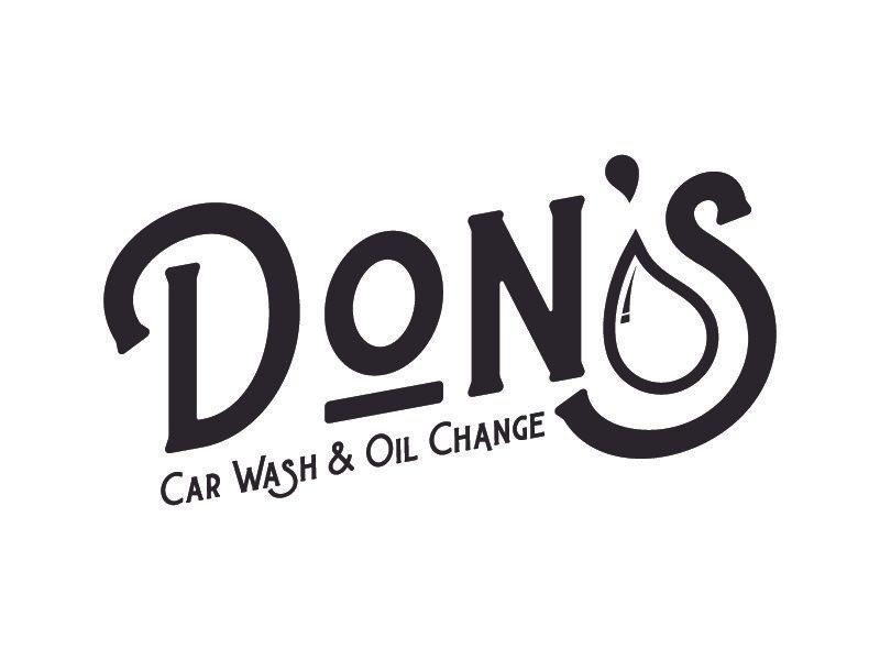 Don's Car Wash & Oil Change logo with stylized text and oil drop symbol.