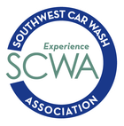 Logo for Southwest Car Wash Association; a blue and teal circular design.