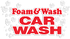 Foam & Wash Car Wash logo with red text and white bubbles.