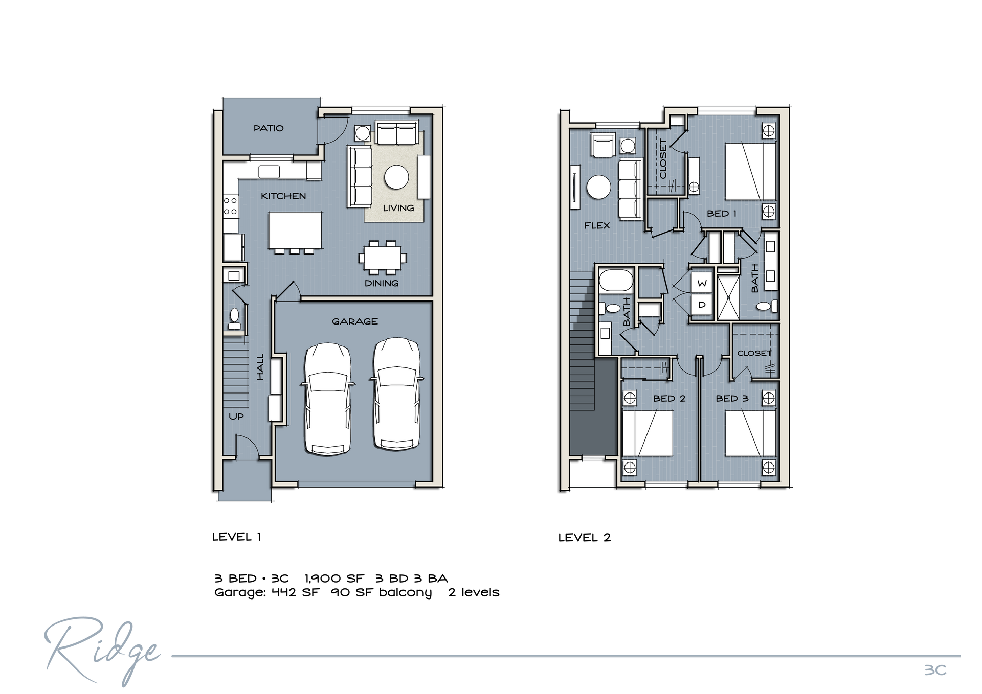 Two small floor plan diagrams of a house layout on a white background