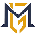 Stylized navy and gold interlocking M logo on a white background