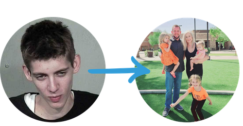A picture of a man next to a picture of a family