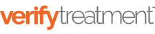 The verify treatment logo is orange and white on a white background.