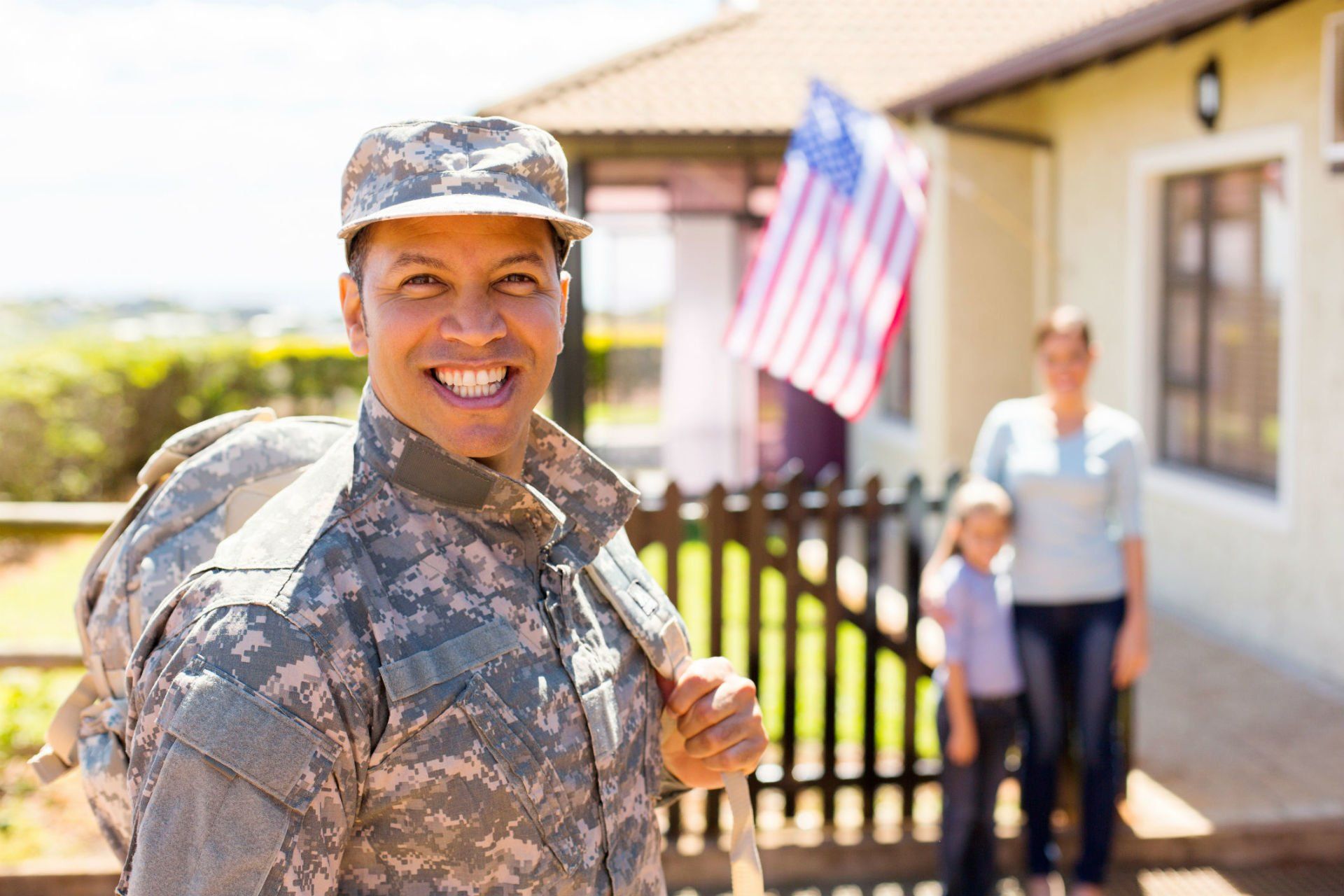 Soldier With His Family