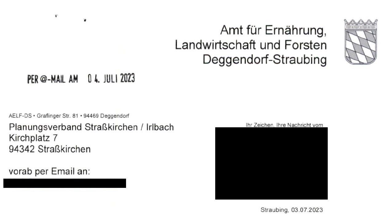 Briefkopf des Schreibens an den Planungsverband.