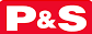 A red sign with white letters that says p & s