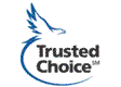 Trusted Choice logo with a blue eagle soaring above the text 