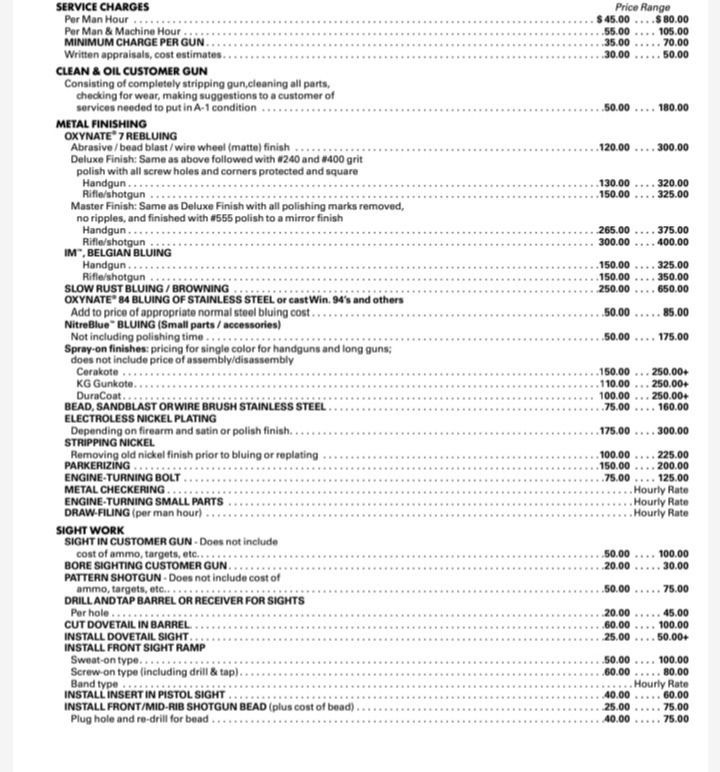 Restaurant menu with service charges, prices, and categories listed in black text on a white page