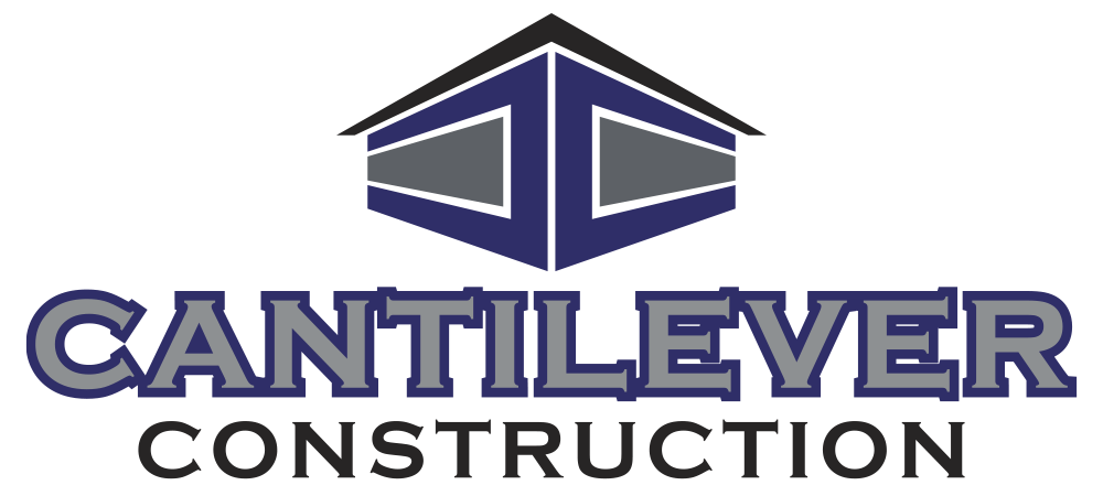 Logo for Cantilever Construction featuring a stylized building graphic and text.