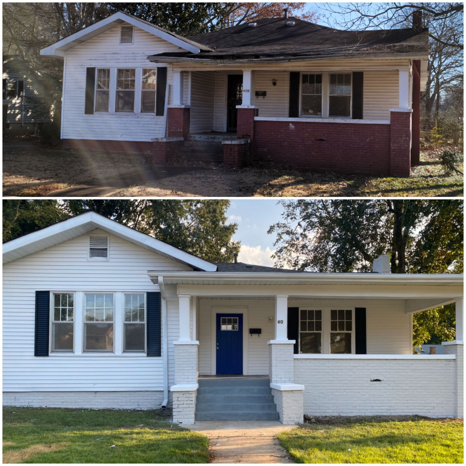 before and after shot of home renovations