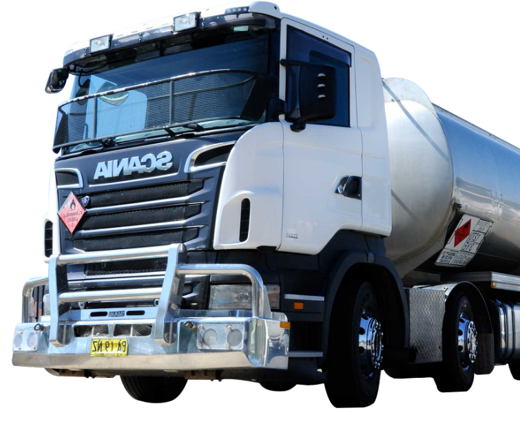A tanker truck with the word awa32 on the front