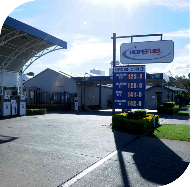 A gas station with a sign that says hopefuel