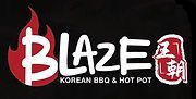 Blaze Korean BBQ & Hot Pot logo, red flame, '王朝' text