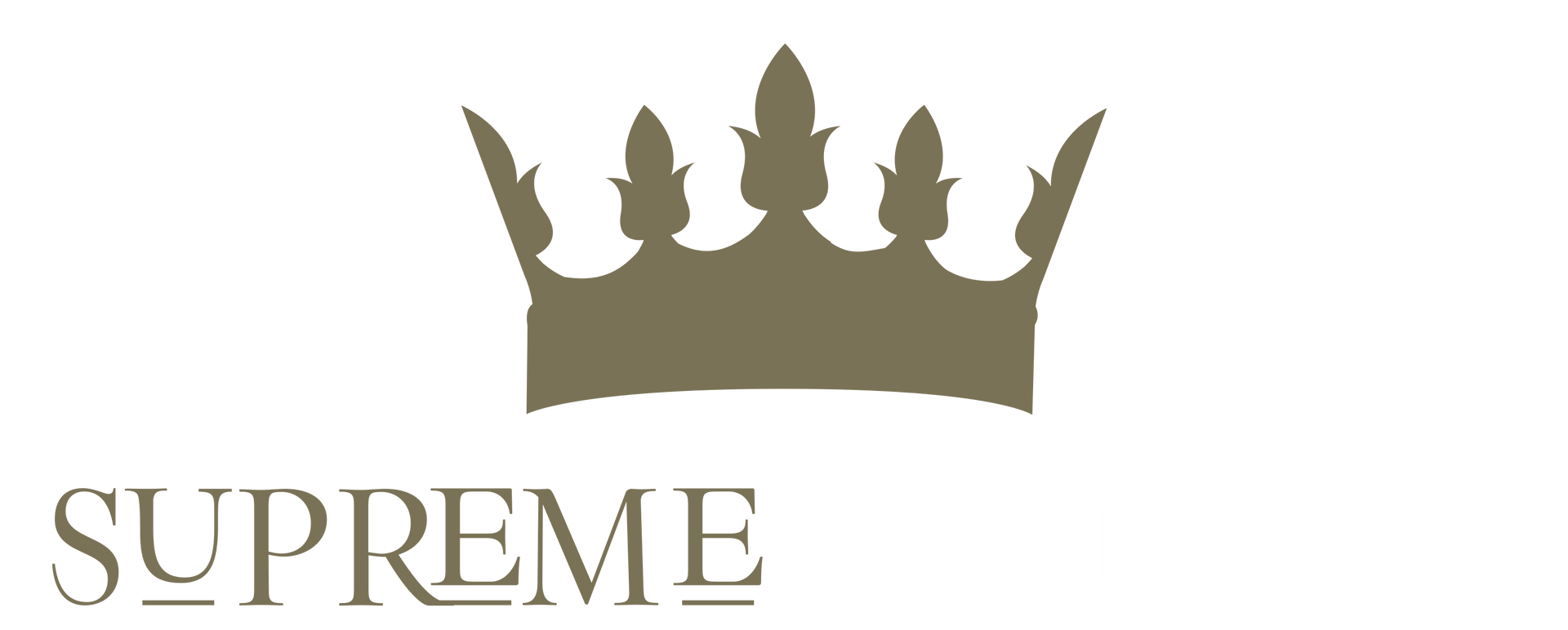 Logotipo de Supreme con una corona dorada sobre la palabra “SUPREME” sobre un fondo blanco.