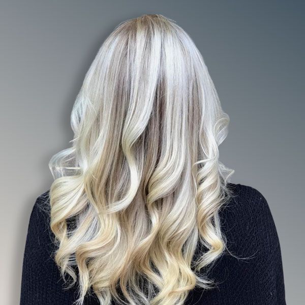 Long wavy platinum blonde hair